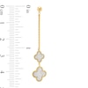 Thumbnail Image 2 of Italian Gold Glitter Enamel Double Clover Linear Chain Drop Earrings in 14K Gold
