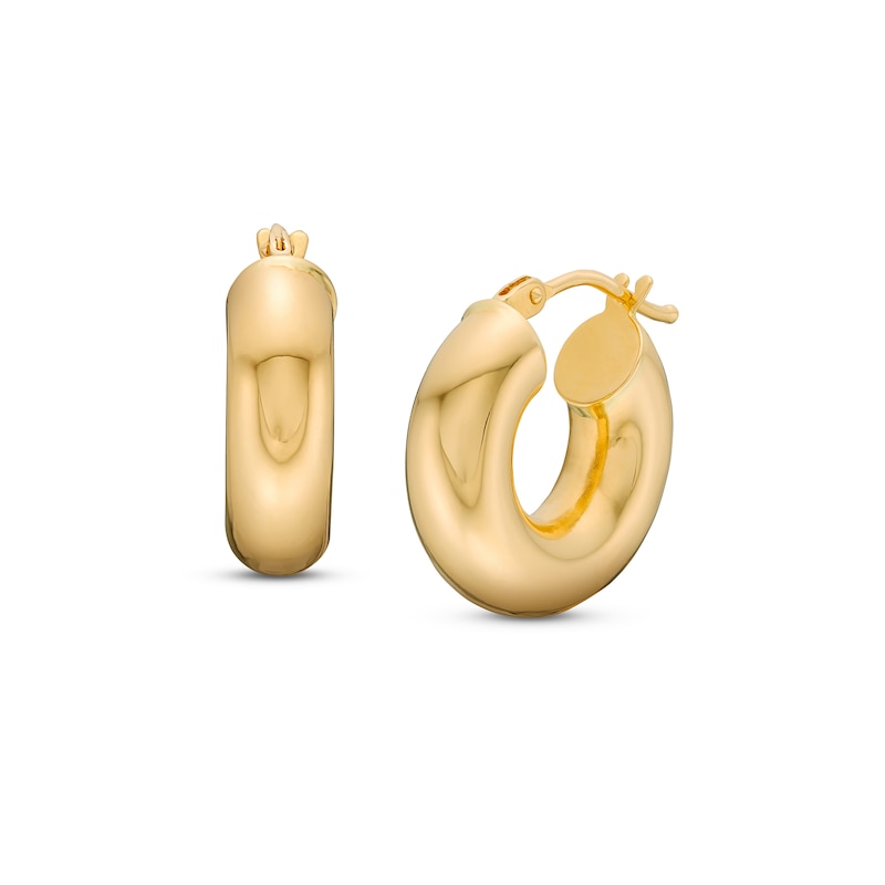 Italian Gold 24.0mm Tube Hoop Earrings in Hollow 14K Gold|Peoples Jewellers