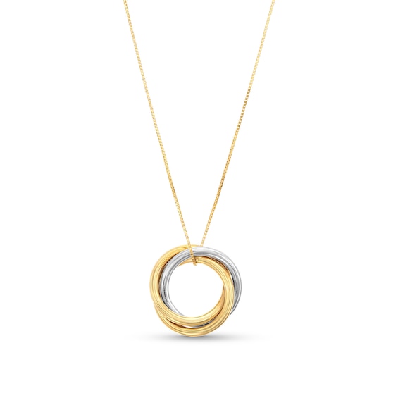 Italian Gold Love Knot Pendant in 14K Two-Tone Gold