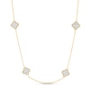 Glitter Clover Station Necklace in Solid 14K Gold