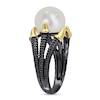 Thumbnail Image 2 of Men’s 10.5-11.0mm Freshwater Cultured Pearl Dragon Claw Ring in Sterling Silver with Black Rhodium and Yellow Gold Plate