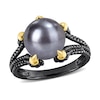 Thumbnail Image 0 of Men’s 10.5-11.0mm Black Freshwater Cultured Pearl Claw Ring in Sterling Silver with Black Rhodium and Yellow Gold Plate