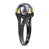 Thumbnail Image 1 of Men’s 10.5-11.0mm Black Freshwater Cultured Pearl Claw Ring in Sterling Silver with Black Rhodium and Yellow Gold Plate