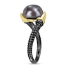 Thumbnail Image 1 of Men’s 9.5mm Black Freshwater Cultured Pearl Claw Prong Ring in Sterling Silver with Black Rhodium and Yellow Gold Plate