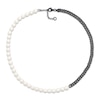 Thumbnail Image 1 of 7.0-7.5mm Freshwater Cultured Pearl and Curb Chain Necklace in Black-Plated Sterling Silver – 22”