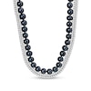 Thumbnail Image 0 of Men’s 7.5-8.0mm Black Freshwater Cultured Pearl & Curb Chain Necklace in Sterling Silver-22”