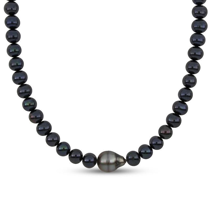 Men’s 9.0-12.0mm Black Freshwater Cultured Pearl Necklace with Sterling Silver Clasp-20”|Peoples Jewellers
