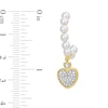 Thumbnail Image 1 of Freshwater Cultured Pearl J-Hoop and 0.05 CT. T.W. Diamond Heart Dangle Earrings in 10K Gold