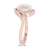 Thumbnail Image 2 of Oval Opal and 0.146 CT. T.W. Diamond Swirl Bypass Frame Ring in 10K Rose Gold