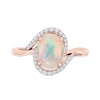 Thumbnail Image 3 of Oval Opal and 0.146 CT. T.W. Diamond Swirl Bypass Frame Ring in 10K Rose Gold