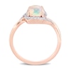 Thumbnail Image 4 of Oval Opal and 0.146 CT. T.W. Diamond Swirl Bypass Frame Ring in 10K Rose Gold