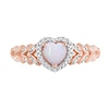 Thumbnail Image 3 of 5.0mm Heart-Shaped Opal and 0.05 CT. T.W. Diamond Frame Leaf Shank Ring in 10K Rose Gold