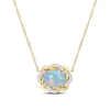 Thumbnail Image 0 of Sideways Oval Blue Opal and 0.08 CT. T.W. Diamond Twist Frame Necklace in 10K Gold - 17"