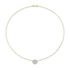 Thumbnail Image 2 of Sideways Oval Blue Opal and 0.08 CT. T.W. Diamond Twist Frame Necklace in 10K Gold - 17"