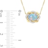 Thumbnail Image 3 of Sideways Oval Blue Opal and 0.08 CT. T.W. Diamond Twist Frame Necklace in 10K Gold - 17"