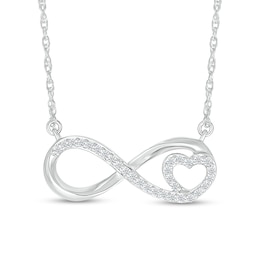 White Lab-Created Sapphire Infinity with Heart Necklace in Sterling Silver