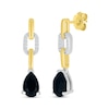 Thumbnail Image 0 of Pear-Shaped Black Onyx and White Lab-Created Sapphire Chain Link Drop Earrings in Sterling Silver and 10K Gold