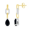 Thumbnail Image 1 of Pear-Shaped Black Onyx and White Lab-Created Sapphire Chain Link Drop Earrings in Sterling Silver and 10K Gold