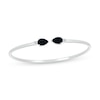 Thumbnail Image 0 of Pear-Shaped Black Onyx and White Lab-Created Sapphire Open Bangle in Sterling Silver