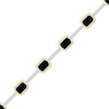 Thumbnail Image 0 of Emerald-Cut Black Onyx and White Lab-Created Sapphire Station Line Bracelet in Sterling Silver and 10K Gold - 7.25"