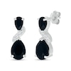 Thumbnail Image 0 of Pear-Shaped Black Onyx and White Lab-Created Sapphire Double Teardrop Earrings in Sterling Silver