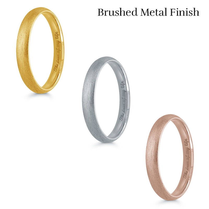 3.0mm Engravable Dome Confort-Fit Wedding Band in 14K Gold (1 Finish and Line)
