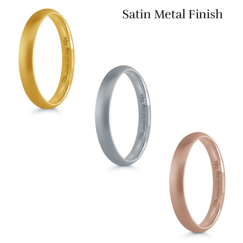 3.0mm Engravable Dome Confort-Fit Wedding Band in 14K Gold (1 Finish and Line)