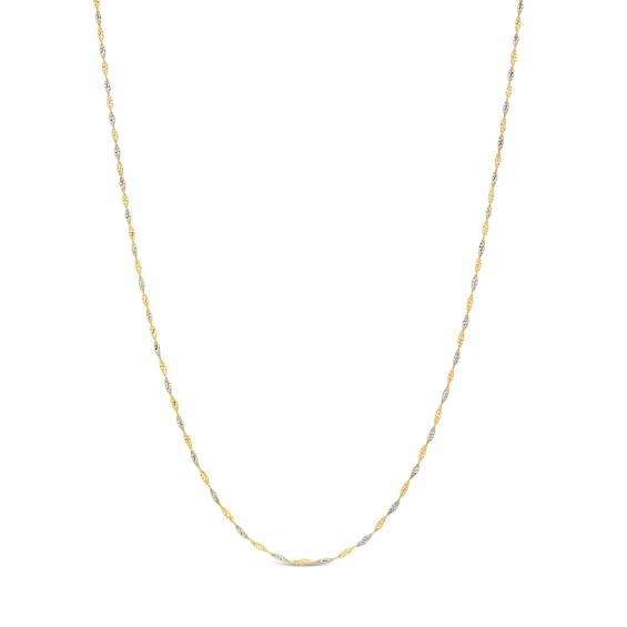 1.35mm Dorica Singapore Chain Necklace in Solid 18K Two-Tone Gold