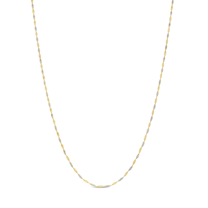 1.35mm Dorica Singapore Chain Necklace in Solid 18K Two-Tone Gold - 20"