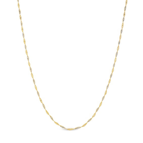 1.35mm Dorica Singapore Chain Necklace in Solid 18K Two-Tone Gold