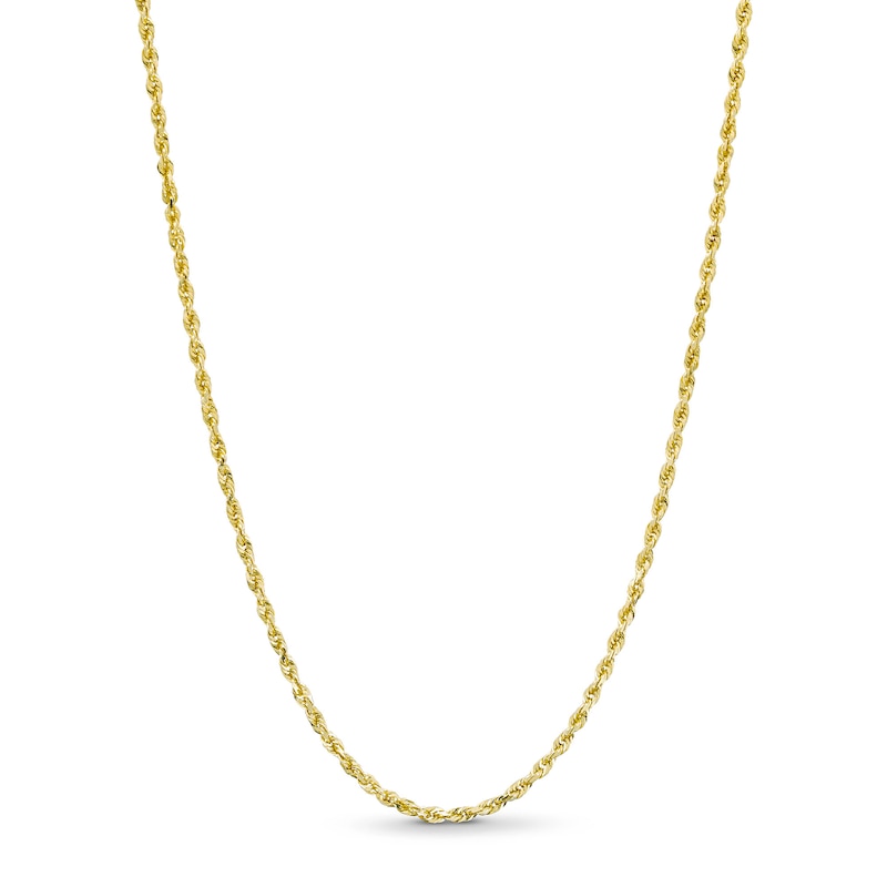 1.6mm Glitter Rope Chain Necklace in Solid 10K Gold - 16"