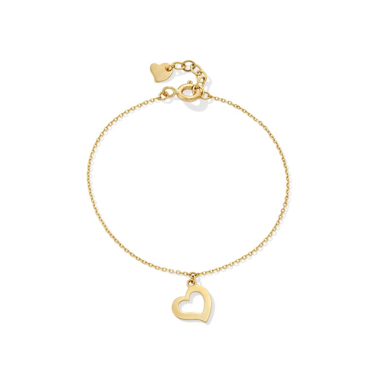 Main Image 1 of Child's Abstract Heart Charm Bracelet in Solid 14K Gold - 5.5”