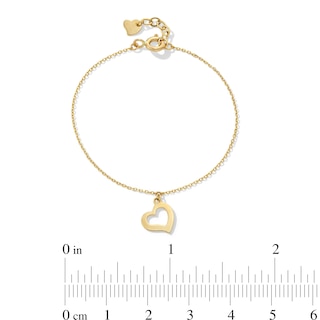 Child's Abstract Heart Charm Bracelet in Solid 14K Gold - 5.5”