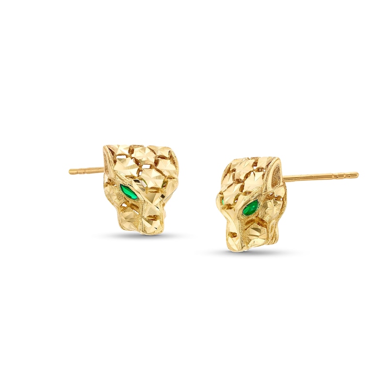 Italian Gold Diamond-Cut Panther Stud Earrings in 14K Gold