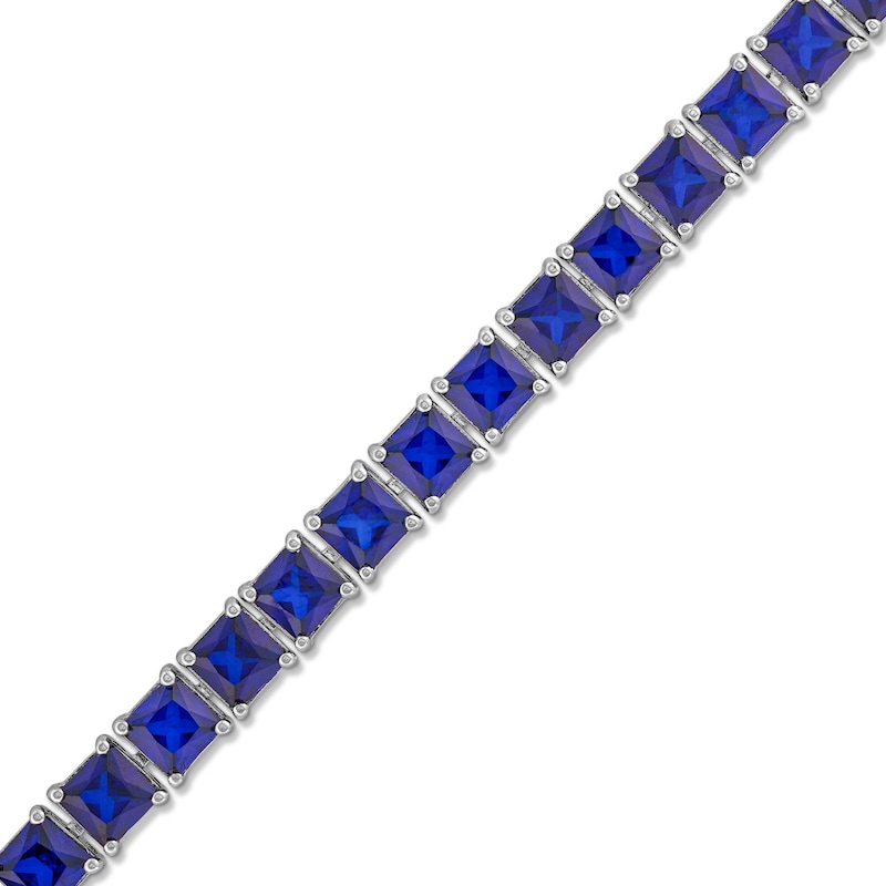 4.0mm Princess-Cut Blue Lab-Created Sapphire Tennis Bracelet in Sterling Silver - 7.5"|Peoples Jewellers