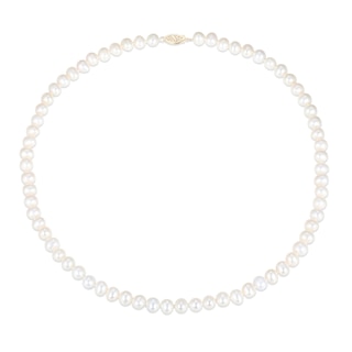 6.0-6.5mm Freshwater Cultured Pearl Strand Necklace, Bracelet and Stud Earrings Set in 10K Gold