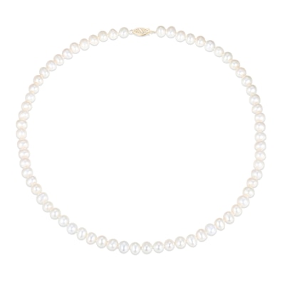 6.0-6.5mm Freshwater Cultured Pearl Strand Necklace, Bracelet and Stud Earrings Set in 10K Gold