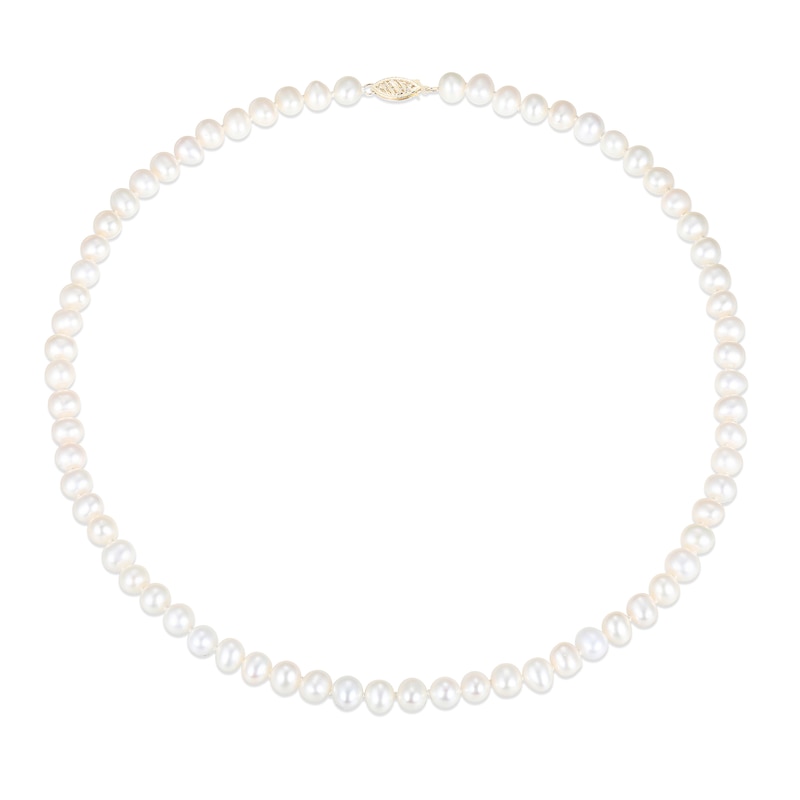 6.0-6.5mm Freshwater Cultured Pearl Strand Necklace, Bracelet and Stud Earrings Set in 10K Gold