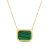 Thumbnail Image 0 of Octagon Malachite Beaded Frame Sideways Necklace in Sterling Silver with 18K Gold Plate - 17"