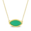 Thumbnail Image 0 of Marquise Green Chalcedony Beaded Frame Sideways Necklace in Sterling Silver with 18K Gold Plate - 17"