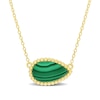 Thumbnail Image 0 of Pear-Shaped Malachite Beaded Frame Sideways Necklace in Sterling Silver with 18K Gold Plate - 17"