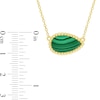 Thumbnail Image 3 of Pear-Shaped Malachite Beaded Frame Sideways Necklace in Sterling Silver with 18K Gold Plate - 17"