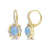 Thumbnail Image 0 of Oval Blue Opal and 0.24 CT. T.W. Diamond Twist Frame Drop Earrings in 10K Gold