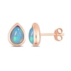 Thumbnail Image 0 of Pear-Shaped Blue Opal Bezel-Set Solitaire Stud Earrings in 10K Rose Gold