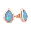 Thumbnail Image 2 of Pear-Shaped Blue Opal Bezel-Set Solitaire Stud Earrings in 10K Rose Gold