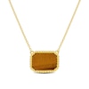 Thumbnail Image 1 of Octagon Tiger's Eye Beaded Frame Sideways Necklace in Sterling Silver with 18K Gold Plate - 17&quot;