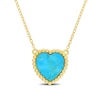 Thumbnail Image 0 of 11.0mm Heart-Shaped Lab-Created Turquoise Beaded Frame Necklace in Sterling Silver with 18K Gold Plate - 17"