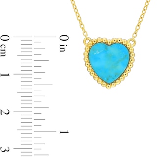 11.0mm Heart-Shaped Lab-Created Turquoise Beaded Frame Necklace in Sterling Silver with 18K Gold Plate - 17"