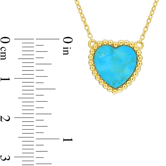 11.0mm Heart-Shaped Lab-Created Turquoise Beaded Frame Necklace in Sterling Silver with 18K Gold Plate - 17"