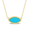 Marquise Lab-Created Turquoise Beaded Frame Sideways Necklace in Sterling Silver with 18K Gold Plate - 17"